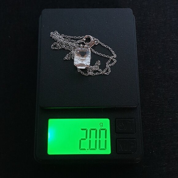 Elegant Vintage Italy 925 Silver 4 CT Genuine White Topaz Minimalist Necklace - Picture 10 of 11